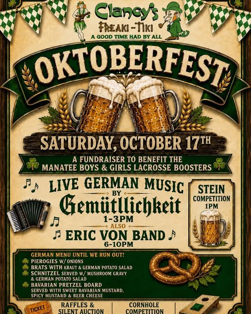 Clancy’s Oktoberfest Fundraiser Brings German Food, Live Music and Community Support to Bradenton — The Suncoast Post, Siesta Key Dining news